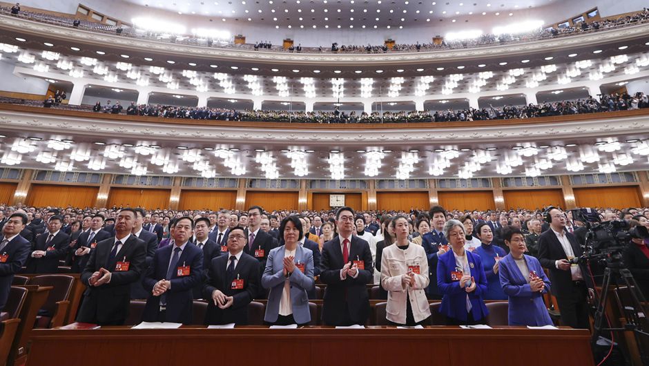 3月4日，中國人民政治協商會議第十四屆全國委員會第二次會議在北京人民大會堂開幕。新華社記者 邢廣利 攝