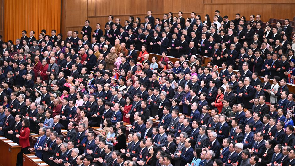 3月4日，中國人民政治協商會議第十四屆全國委員會第二次會議在北京人民大會堂開幕。新華社記者 燕雁 攝