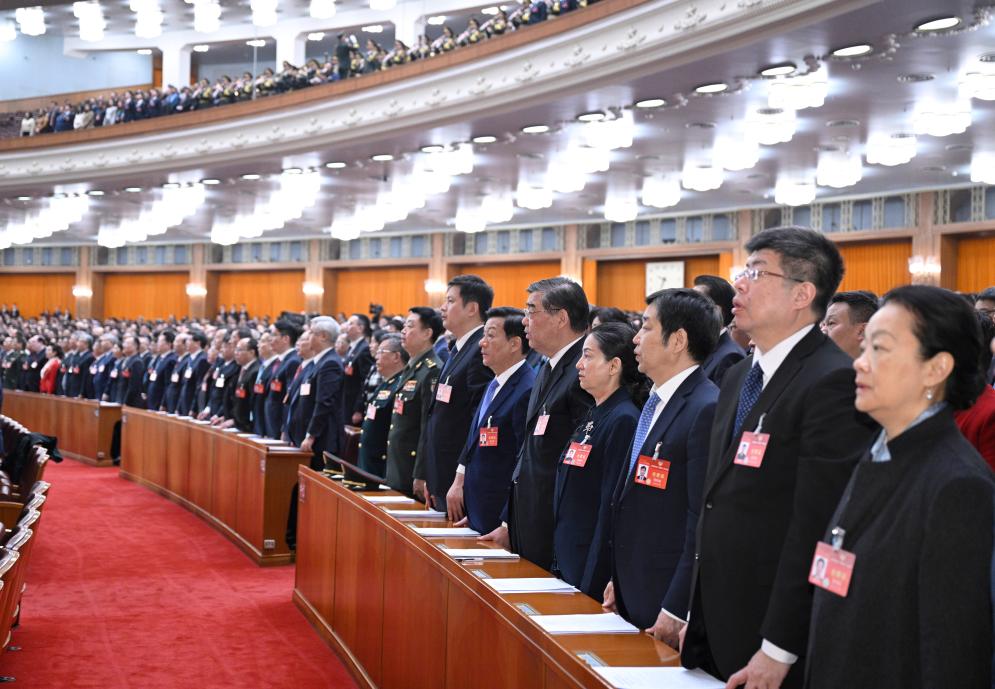 3月10日，中國人民政治協商會議第十四屆全國委員會第二次會議在北京人民大會堂舉行閉幕會。新華社記者 李學仁 攝